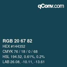Color code: RGB 20 67 82 | qconv.com