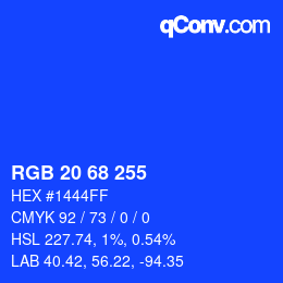 Color code: RGB 20 68 255 | qconv.com