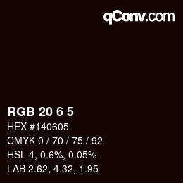 Color code: RGB 20 6 5 | qconv.com