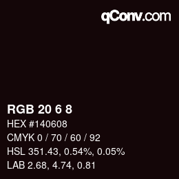 颜色代码: RGB 20 6 8 | qconv.com