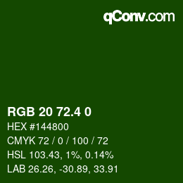 カラーコード: RGB 20 72.4 0 | qconv.com