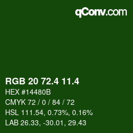 カラーコード: RGB 20 72.4 11.4 | qconv.com