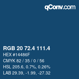 カラーコード: RGB 20 72.4 111.4 | qconv.com