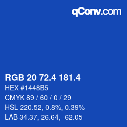 カラーコード: RGB 20 72.4 181.4 | qconv.com