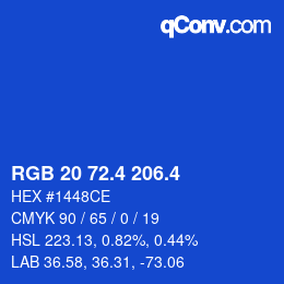 カラーコード: RGB 20 72.4 206.4 | qconv.com