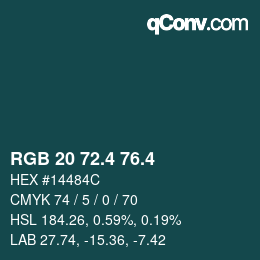 カラーコード: RGB 20 72.4 76.4 | qconv.com