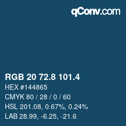 カラーコード: RGB 20 72.8 101.4 | qconv.com