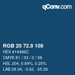 カラーコード: RGB 20 72.8 108 | qconv.com
