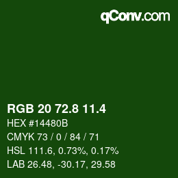 カラーコード: RGB 20 72.8 11.4 | qconv.com
