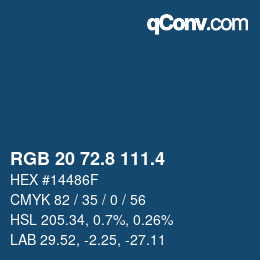 カラーコード: RGB 20 72.8 111.4 | qconv.com