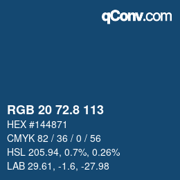 カラーコード: RGB 20 72.8 113 | qconv.com