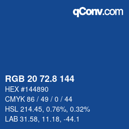 カラーコード: RGB 20 72.8 144 | qconv.com