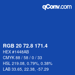 カラーコード: RGB 20 72.8 171.4 | qconv.com