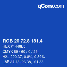 カラーコード: RGB 20 72.8 181.4 | qconv.com