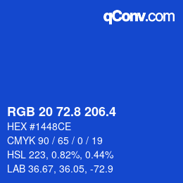 カラーコード: RGB 20 72.8 206.4 | qconv.com