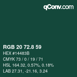 Color code: RGB 20 72.8 59 | qconv.com