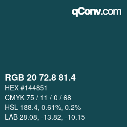 カラーコード: RGB 20 72.8 81.4 | qconv.com