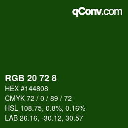 Color code: RGB 20 72 8 | qconv.com