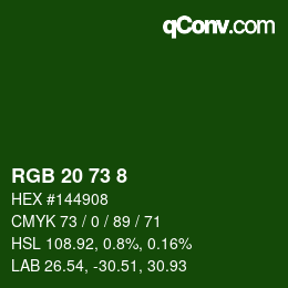 Color code: RGB 20 73 8 | qconv.com