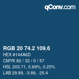 カラーコード: RGB 20 74.2 109.6 | qconv.com