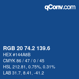 カラーコード: RGB 20 74.2 139.6 | qconv.com