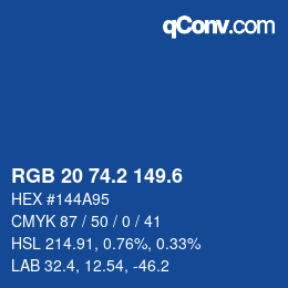 カラーコード: RGB 20 74.2 149.6 | qconv.com