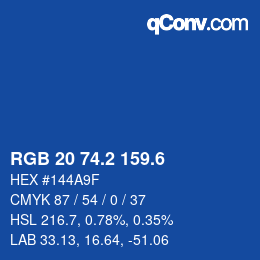カラーコード: RGB 20 74.2 159.6 | qconv.com