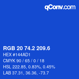 カラーコード: RGB 20 74.2 209.6 | qconv.com