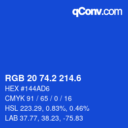 カラーコード: RGB 20 74.2 214.6 | qconv.com