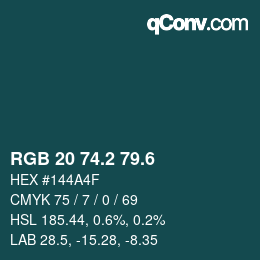 カラーコード: RGB 20 74.2 79.6 | qconv.com