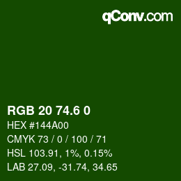 カラーコード: RGB 20 74.6 0 | qconv.com