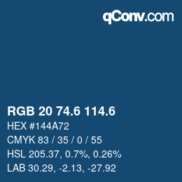 カラーコード: RGB 20 74.6 114.6 | qconv.com