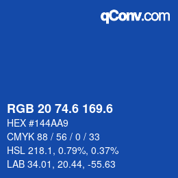 カラーコード: RGB 20 74.6 169.6 | qconv.com