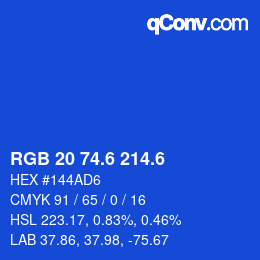 カラーコード: RGB 20 74.6 214.6 | qconv.com