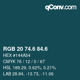 カラーコード: RGB 20 74.6 84.6 | qconv.com