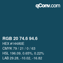 カラーコード: RGB 20 74.6 94.6 | qconv.com