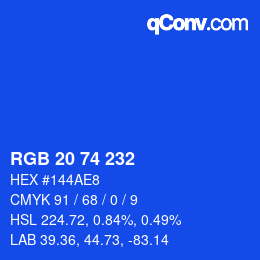 カラーコード: RGB 20 74 232 | qconv.com