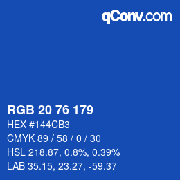 Color code: RGB 20 76 179 | qconv.com