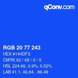 カラーコード: RGB 20 77 243 | qconv.com