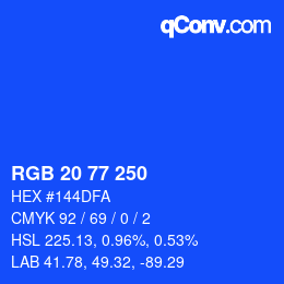 カラーコード: RGB 20 77 250 | qconv.com