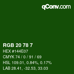Color code: RGB 20 78 7 | qconv.com