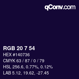 Color code: RGB 20 7 54 | qconv.com