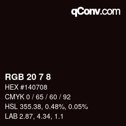 カラーコード: RGB 20 7 8 | qconv.com