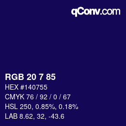 Color code: RGB 20 7 85 | qconv.com