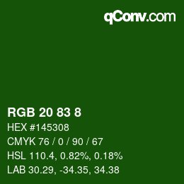 Color code: RGB 20 83 8 | qconv.com
