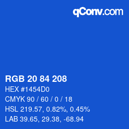 Color code: RGB 20 84 208 | qconv.com