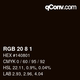 カラーコード: RGB 20 8 1 | qconv.com