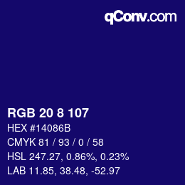 カラーコード: RGB 20 8 107 | qconv.com