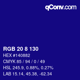 カラーコード: RGB 20 8 130 | qconv.com