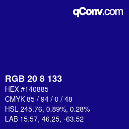 カラーコード: RGB 20 8 133 | qconv.com